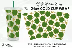 Lightning Shamrocks No Gap Starbucks Wrap SVG 24oz Cold Cup Product Image 1