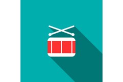 Drum and drumsticks icon, flat style Product Image 1