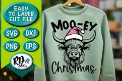Moo-ey Christmas - A Farmhouse Cow Christmas Cricut Cut File Product Image 2