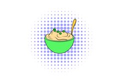 Mashed potatoes in a bowl icon, comics style Product Image 1