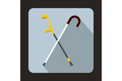 Walking cane icon, flat style Product Image 1