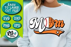 Baseball Basketball Mom - A Groovy Layered Sports Cricut SVG Product Image 1