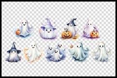 9 Cute Halloween Ghosts Watercolour Clipart Sublimation Product Image 2