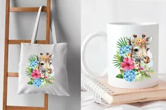 Giraffe & flowers sublimation print design PNG Product Image 3