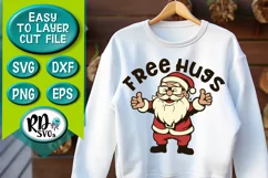 Free Hugs - A Santa Christmas Cricut Cut File or Sublimation Product Image 1