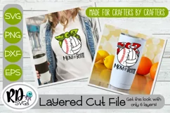 Mom of Both - A Baseball Volleyball Camo Layered Cricut SVG Product Image 2