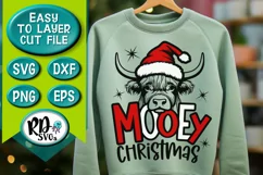 Mooey Christmas - A Farmhouse Cow Christmas Cricut Cut File Product Image 2