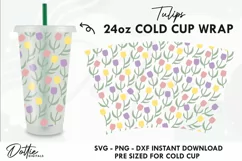 Tulips Flowers No Gap Starbucks Wrap SVG 24oz Cold Cup Product Image 1