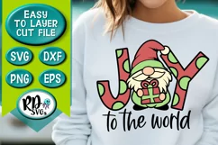 Joy to the World Gnome with Gift - A Christmas Cut File SVG Product Image 1