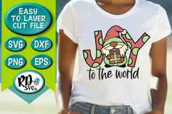 Joy to the World Gnome with Gift - A Christmas Cut File SVG Product Image 2