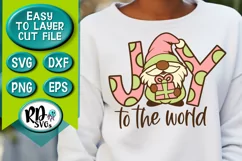 Joy to the World Gnome with Gift - A Christmas Cut File SVG Product Image 4