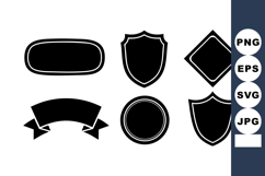 Set of six black badge and label shapes vector design elemen Product Image 1