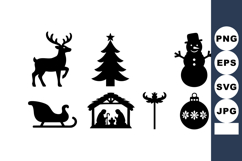 Christmas holiday icons including reindeer, tree, snowman, s Product Image 1