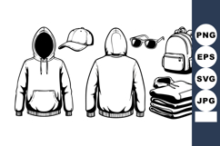 Hoodie sweatshirt front and back view with cap sunglasses ba Product Image 1