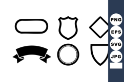 Collection of simple black and white badge and ribbon shapes Product Image 1
