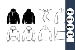 Hoodie vector design template front back and pocket detailed Product Image 1