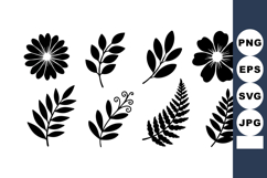 Black silhouette floral and leaf elements for elegant decora Product Image 1