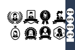 Collection of award badges with male and female portraits in Product Image 1