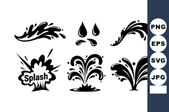 Water splash drops and splatter shapes black vector design e Product Image 1