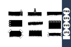 Black sticky note vector set with paperclip, pin, tape, and Product Image 1