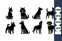 Black silhouette dogs in various sitting and standing poses Product Image 1