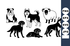 Collection of various dog breeds and sheep vector illustrati Product Image 1