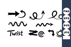 Twist arrows set with curved spiral and wavy direction icons Product Image 1