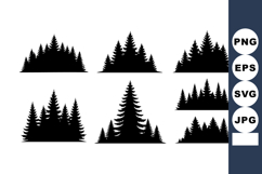 Pine tree silhouettes set with six different forest shapes f Product Image 1