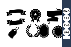 Vintage style black ribbon badges and award labels vector co Product Image 1