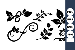 Black floral vine decorative elements vector design for eleg Product Image 1