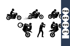 Motorcycle rider performing stunt tricks and riding fast on Product Image 1