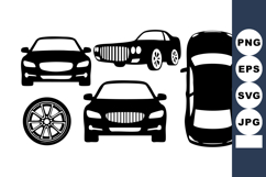 Car silhouettes and wheel vector design showing top and fron Product Image 1
