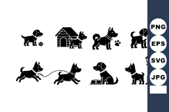 Dog silhouettes playing, walking, and resting with accessori Product Image 1