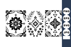Vintage black floral ornaments decorative vector design set Product Image 1