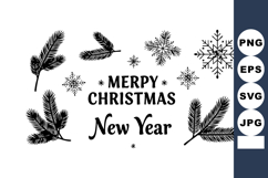 Christmas and New Year pine branches with snowflakes festive Product Image 1