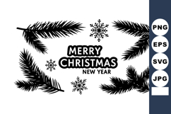 Christmas and New Year greeting card with black fir branches Product Image 1