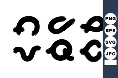 Abstract brush stroke vector collection of black ink Product Image 1