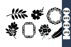Black floral elements and ornamental frames vector Product Image 1