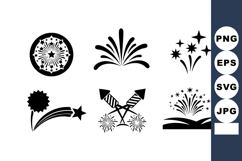 Fireworks vector icons collection with various explosion Product Image 1