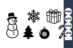 Christmas holiday icons with snowman tree gift candy Product Image 1