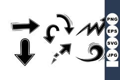 Abstract black arrow shapes vector set with dynamic curved a Product Image 1