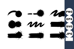 Abstract black ink splash brush strokes with various Product Image 1