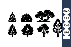 Black silhouette tree shapes collection with diverse forest Product Image 1