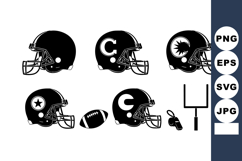 American football helmets and equipment vector with ball Product Image 1