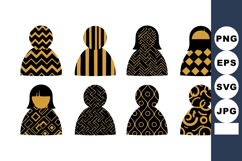 Black and gold patterned abstract human icons with geome Product Image 1