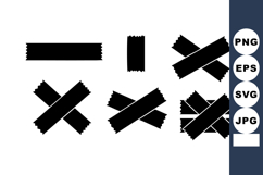 Black Tape Strips in Various Shapes and Arrangements Vector Product Image 1