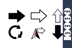 Navigation Arrow Icons Set Including Solid Outline Dotted Ci Product Image 1