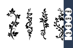Decorative floral vine vector silhouettes with leaf patterns Product Image 1