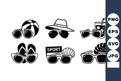 Summer sunglasses and accessories vector set with hats flip Product Image 1