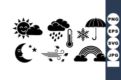 Weather icon including sun, cloud, rain, thermometer Product Image 1